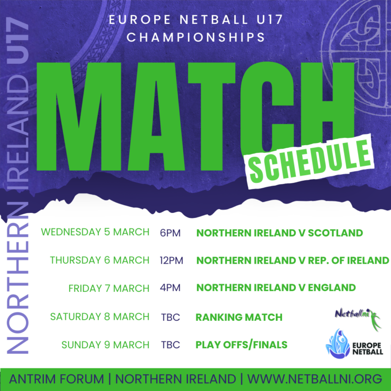 Time Table Netball Netball Northern Ireland Match Schedule at the U17 Europe Netball ...